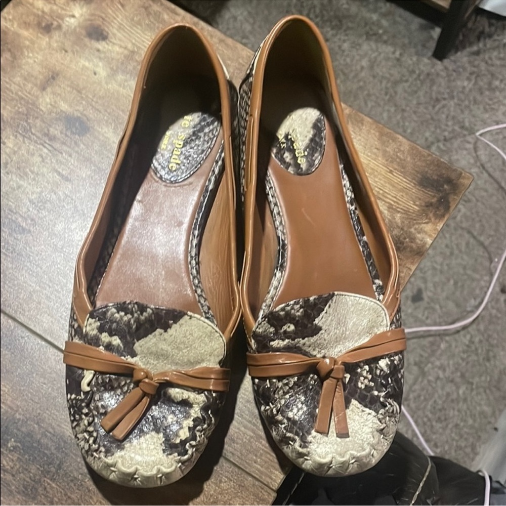 Kate Spade Tan and Brown Flats Size 6 GUC
